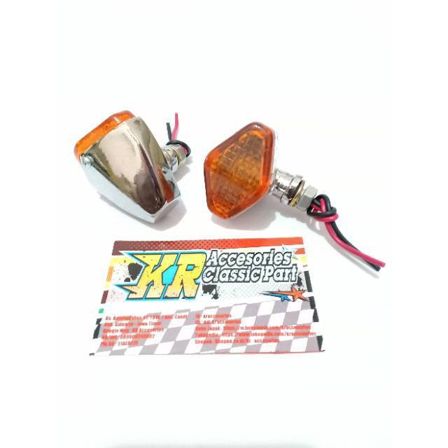 Lampu Sein CB Variasi Model Diamond Kaca Kuning