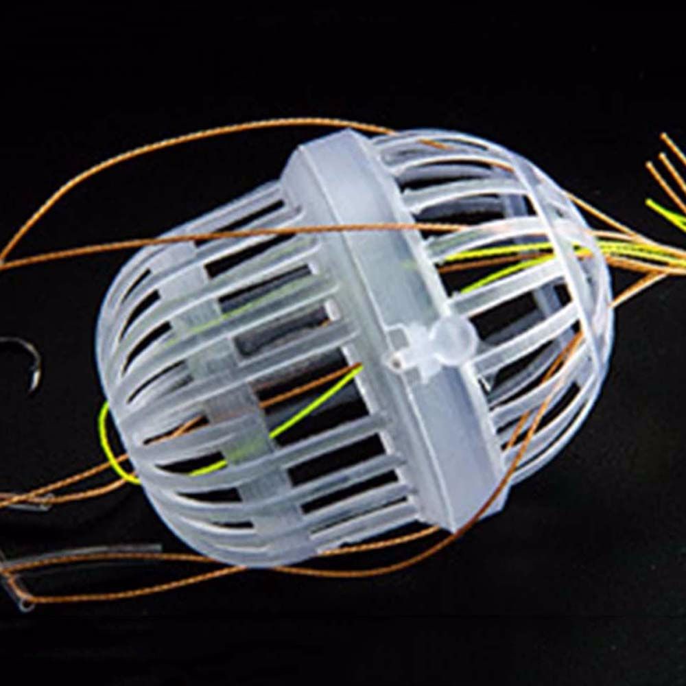 REBUY Outdoor Bait Feeder Cage Tackle Tools Fishing Hooks Explosion Hooks Plastics Carp Spherical Fishhook Bighead Carp Rig Basket Feeder Holder Sea Box Hook Six Strong Carbon Steel Explosion Baits Cage