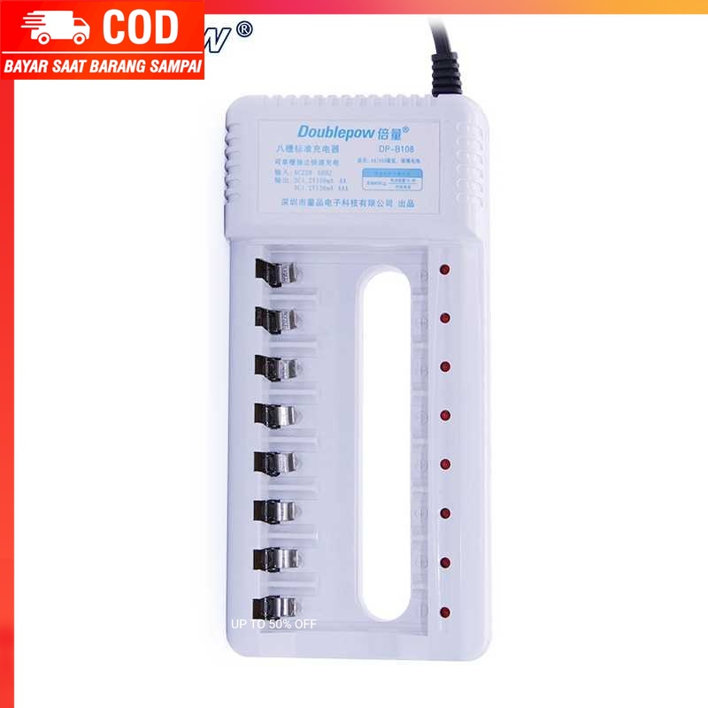 (100% BARANG ORI) DOUBLEPOW Charger Baterai 8 slot for AA AAA Ni-MH Ni-CD - DP-B108