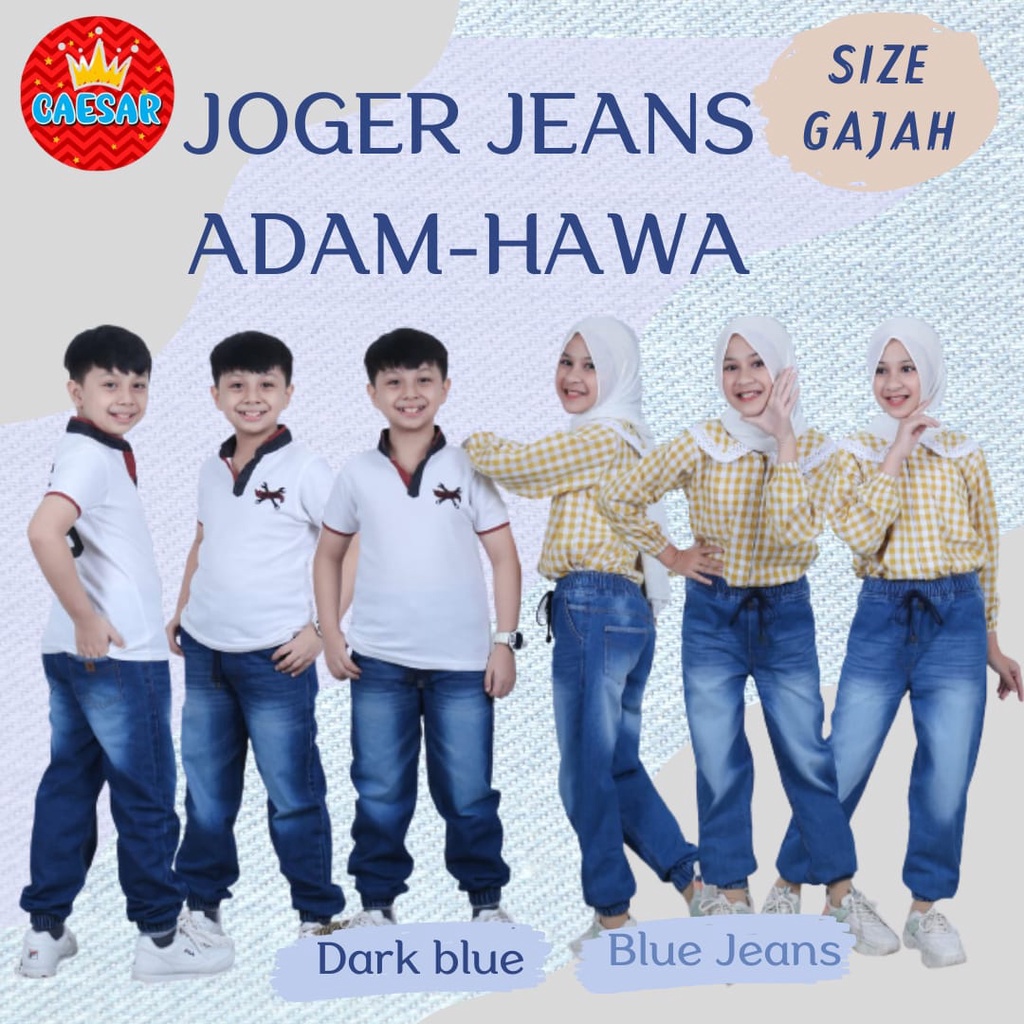 CELANA JEANS ANAK DAN REMAJA UNISEX// JOGGER JEANS ANAK// JEANS RIPED ANAK ADAM HAWA BY CAESAR// ORI