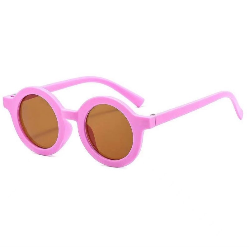 Kacamata Anak ANTI RADIASI BLUERAY dan UV Sunglasses Frame Bulat Lensa Hitam Bayi Balita-AN - Ungu terang