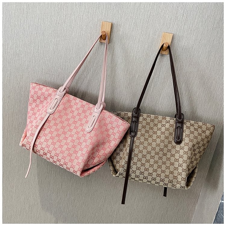 BJ15135 - BROWN/PINK - TAS BAHU SHOULDERBAG SLEMPANG CANVAS ELEGAN FASHION TAS WANITA FASHION IMPORT MODIS ELEGAN TERMURAH TERLARIS TERBARU BAGSTORE JAKARTA TAS BATAM CR7558 GT1836 ELJ5135 BQ3005 LT1234 JT76144