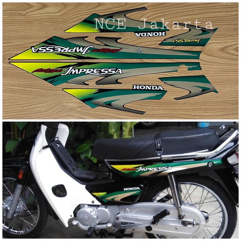 STIKER STRIPING MOTOR GRAND ASTREA IMPRESSA 2000 2001 HITAM HIJAU