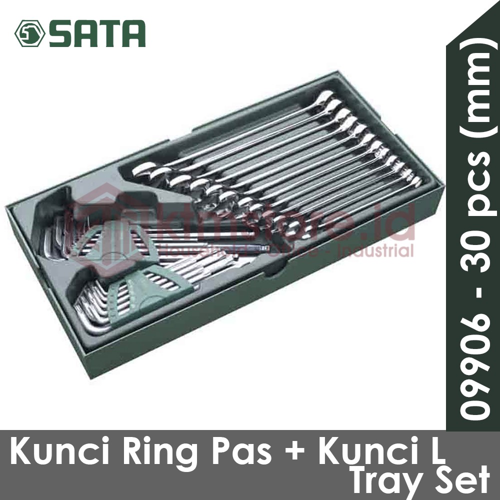 SATA Kunci Ring Pas + Kunci L 30 pcs Metric Tray Set 09906