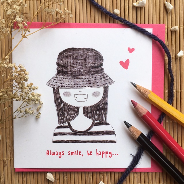 

Kartu ucapan watercolor lucu - grin smile by Mentol Art