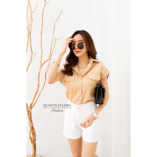 ADELIA BLOUSE GIANTS BASIC | KEMEJA LA MOON  IMPORT BANGKOK FS141