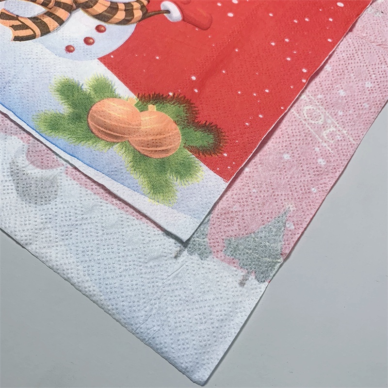 20pcs/bag Serbet Kertas Tema Snowman Natal Xmas Winter Decoupage Serviettes Untuk Peralatan Makan Pesta Xmas