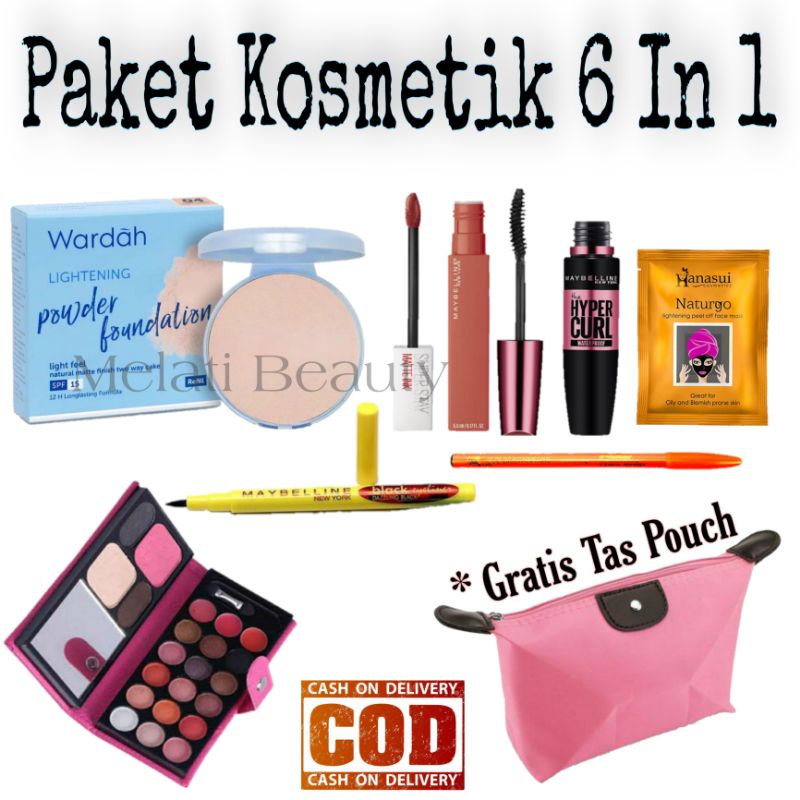 Paket Kosmetik 6 In 1 Bedak Wadah Terlaris / Paket Kosmetik Lengkap / Kecantikan / Makeup Set Lengkap