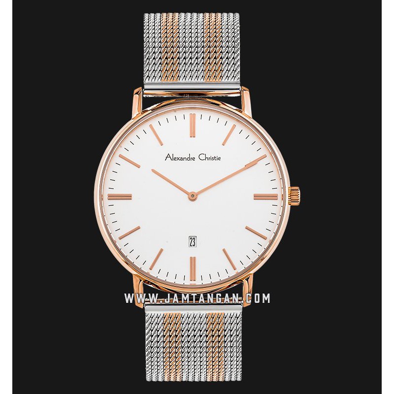 Alexandre Christie AC 8582 MD BTRSL Man White Dial Dual Tone Stainless Steel