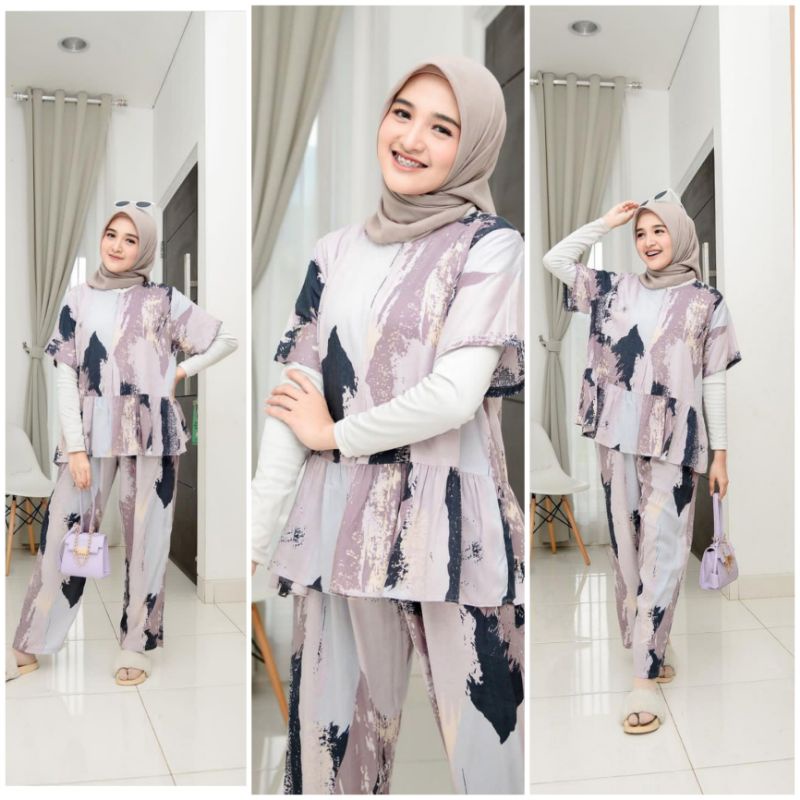 ONE SET PAJAMAS REMPEL LENGAN PENDEK/PIYAMA REMPEL BUSUI /LD 120 (all size)/BAHAN KATUN-JOVITA SET