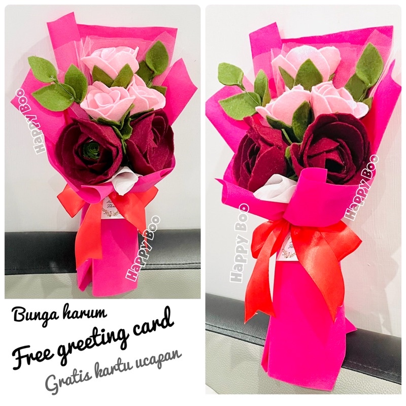 buket bunga hydrangea + kartu ucapan buket bunga hadiah medium HGA bouquet flowers besar / medium