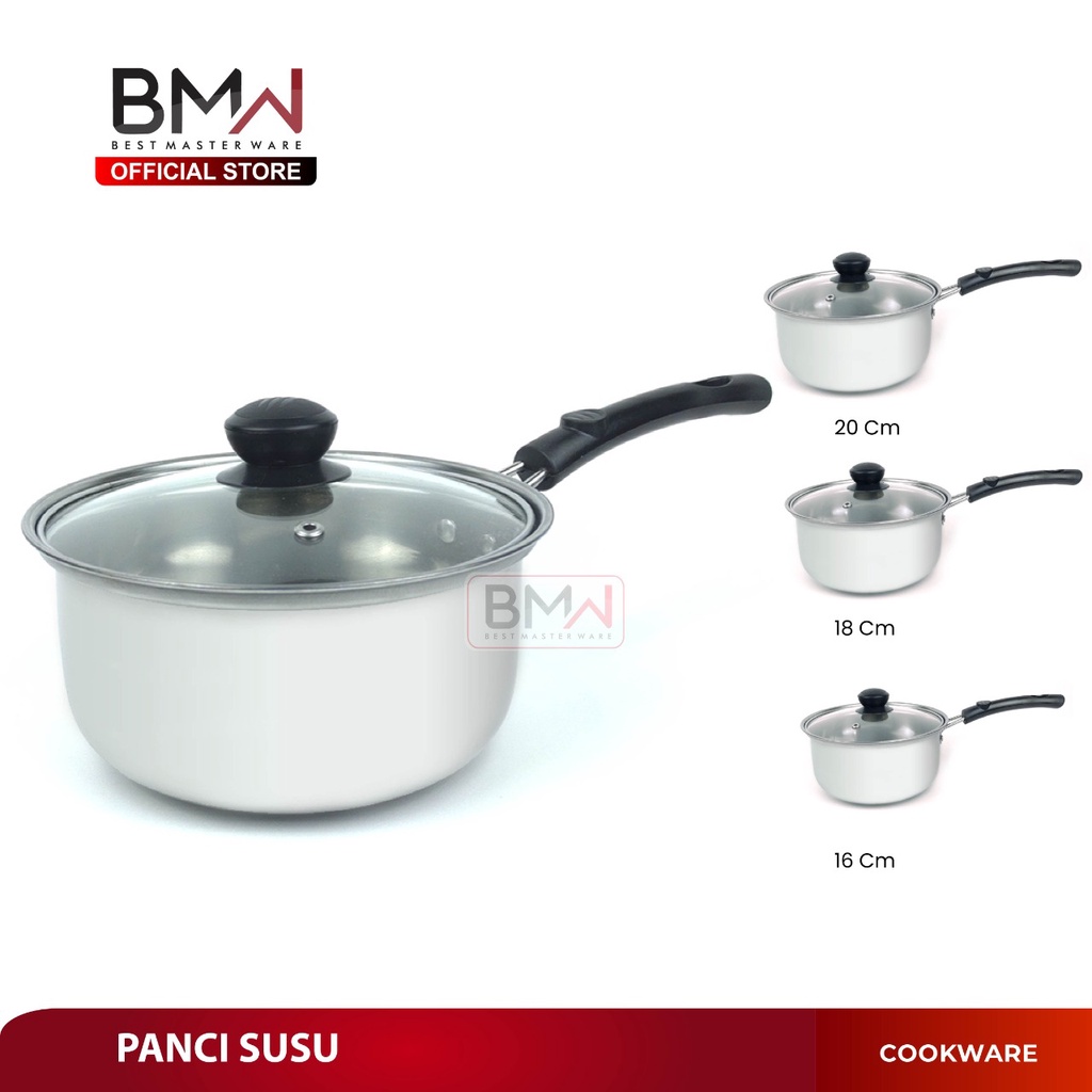 BMW Kitchen Ware - Panci Susu Stainless Steel Milk Pot Soup Pot Panci Sup Tutup Kaca-8