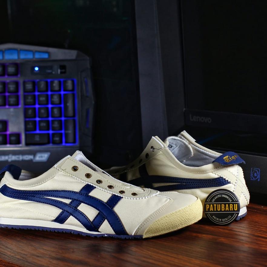 Hot Sale Asics onitsuka Tiger Slip On Pria Wanita Cream Navy  Original Vietnam  Quality