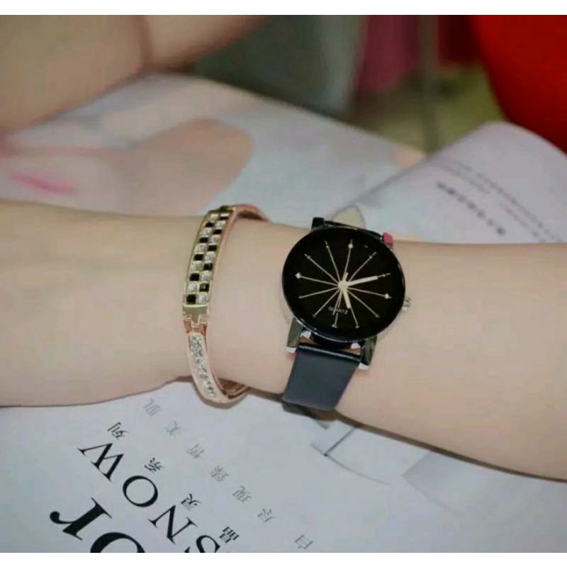 Jam Tangan Couple Quartz Hitam / New Jam Tangan Terbaru