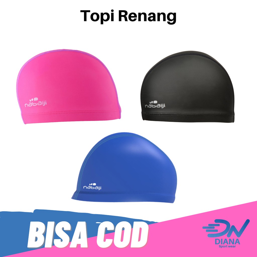 Topi renang anti air warna hitam | topi renang silicon |Topi renang pria
