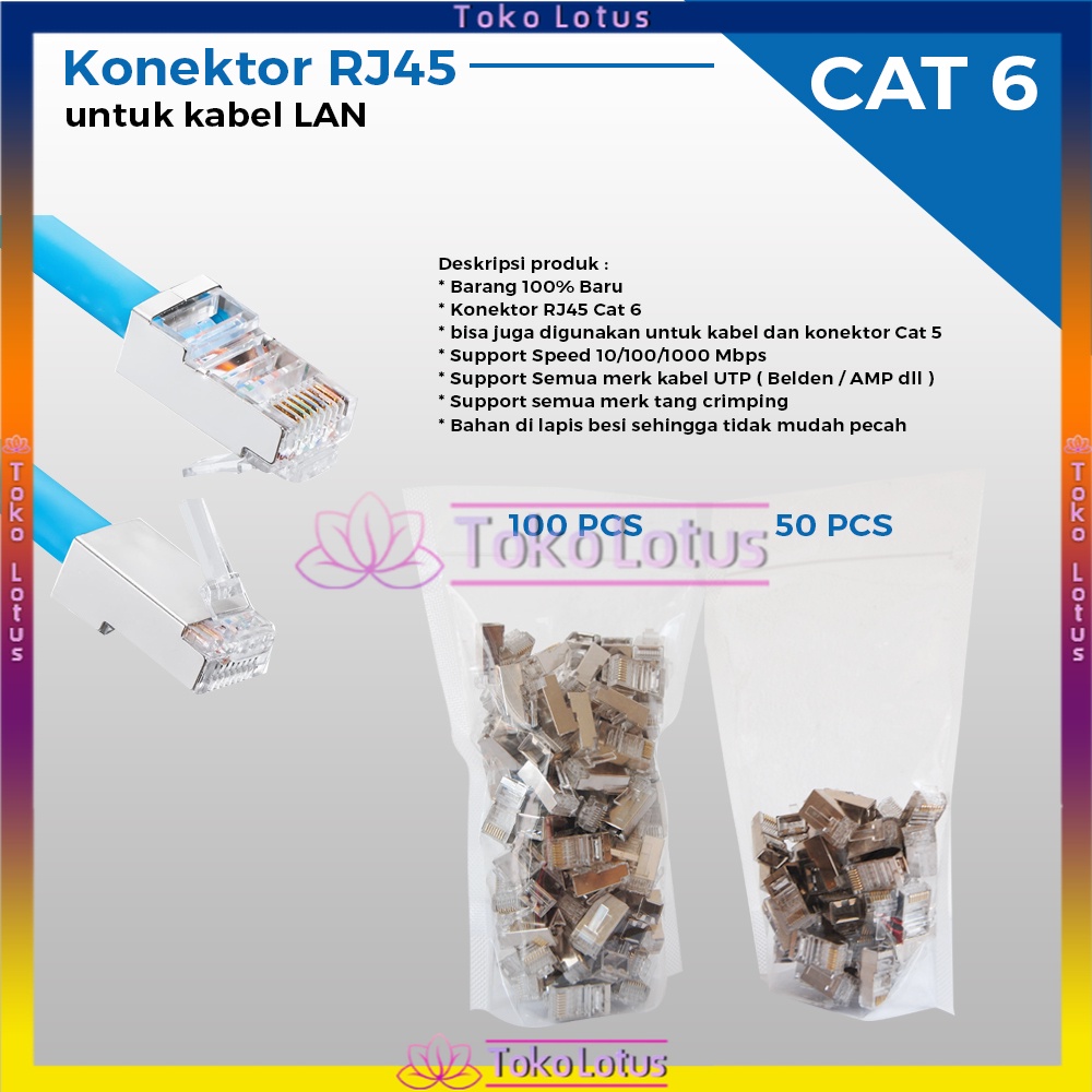 Bisa Bayar Ditempat Konektor RJ45 Cat6 50 pcs / 100pcs