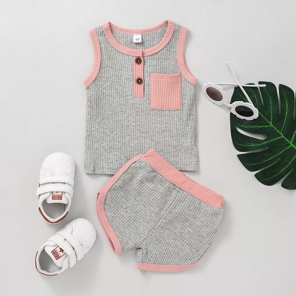 BEFAST - ZTL OOTD Oneset Anak SELINA / SET ANAK SINGLET LEGI / Pakaian Oneset Balita / Set Atasan Tanpa Lengan+Celana Pendek / Setelan Anak Bayi Unisex / Baju Tidur Anak / Oneset Polos Santai rumahan / Terlaris / Termurah