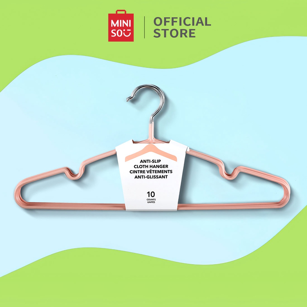 MINISO Gantungan Baju Hanger Clothes Celana Logam Metal Plastik Anti Slip 10 pcs Dewasa Anak Multifu