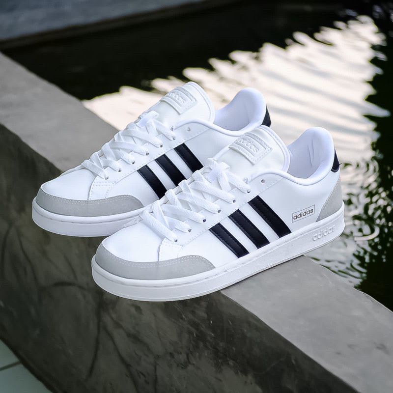 Sepatu Ads Grand Court SE White Black Original OEM Sneakers Pria