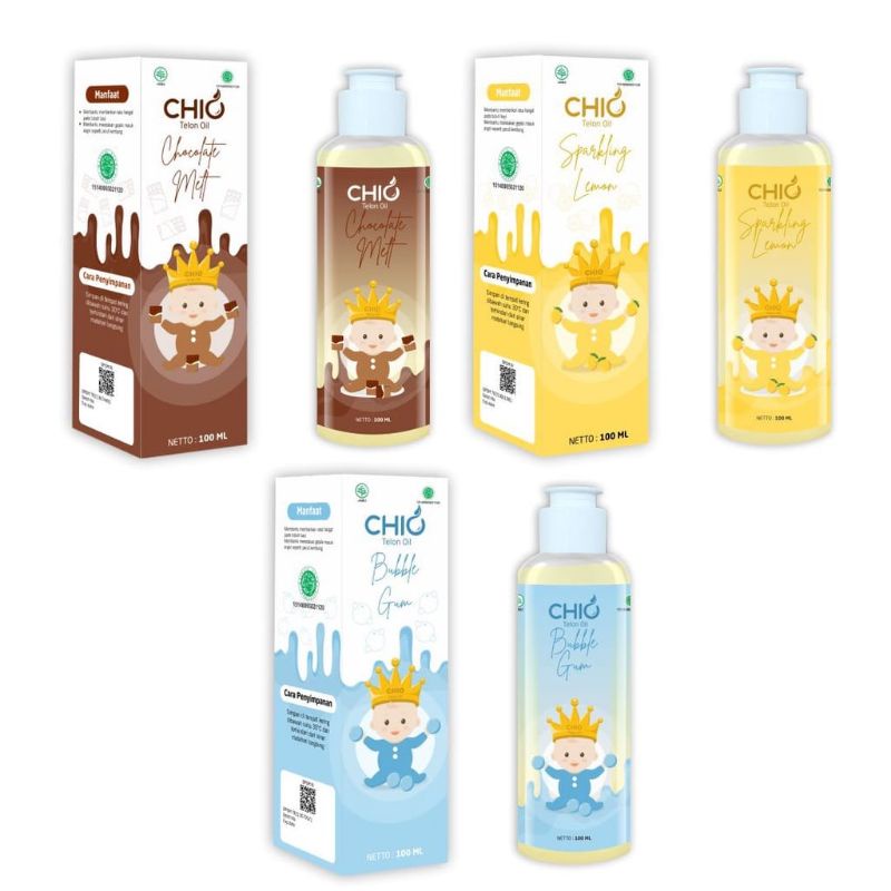 CHIO TELON OIL 100ml Minyak Telon Bubble Gum, Coklat, Lemon essentials oil