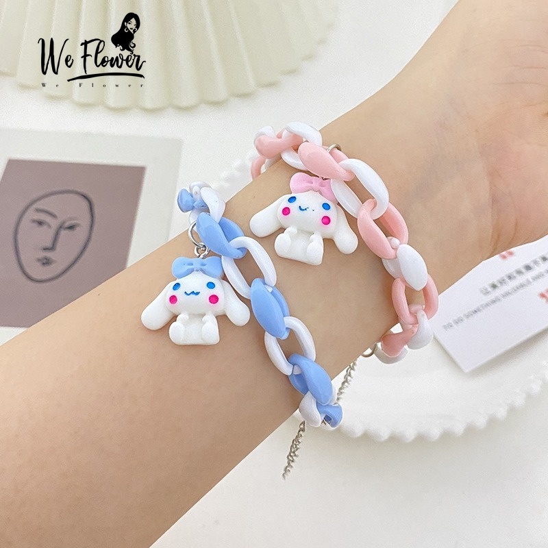 We Flower Gelang Rantai Bahan Akrilik Desain Anjing Kecil Warna Putih Untuk Wanita