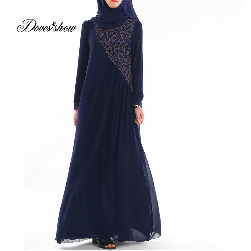 FREEONGKIR Fashion Muslim Renda Gaun Abaya Islam Pakaian Wanita Jilbab Djellaba Jubah Musulmane