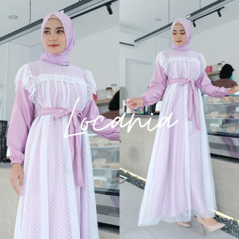 Baju Gamis Brukat Perempuan Remaja Kekinian Jasmine dotty dress gaun brokat dot premium