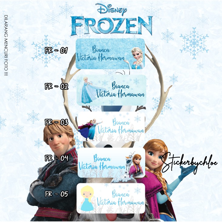 

Sticker Frozen Label Nama Anak Waterproof 40pcs-180pcs SET-01