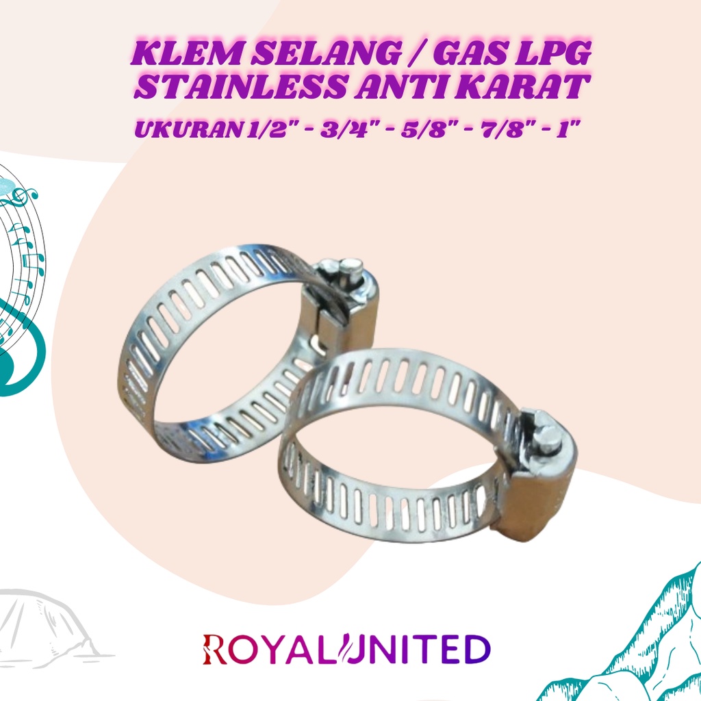 Klem Selang Stainless / Hose Clamp 1/2&quot;, 5/8&quot; , 3/4&quot; , 7/8&quot; (Tebal 8mm) - ROYAL