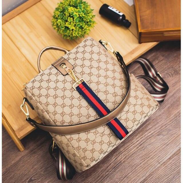 RESTOCK BESTSELLER TAS WANITA TAS RANSEL GUCCI 10171#DARKBROWN/GOLD RANSEL JINJING GROSIR TAS IMPORT