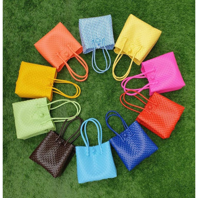 

tas anyam plastik warna pastel premium murah