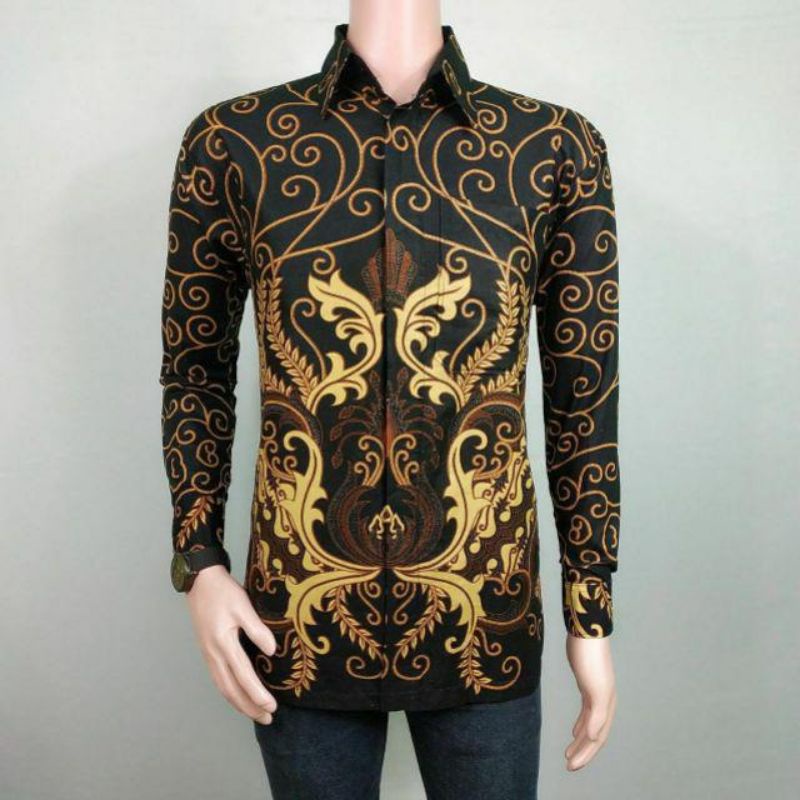 (COD) PROMO BATIK PRIA SIZE M L XL XXL BSWART BATIK HRBO26 Hem panjang padi