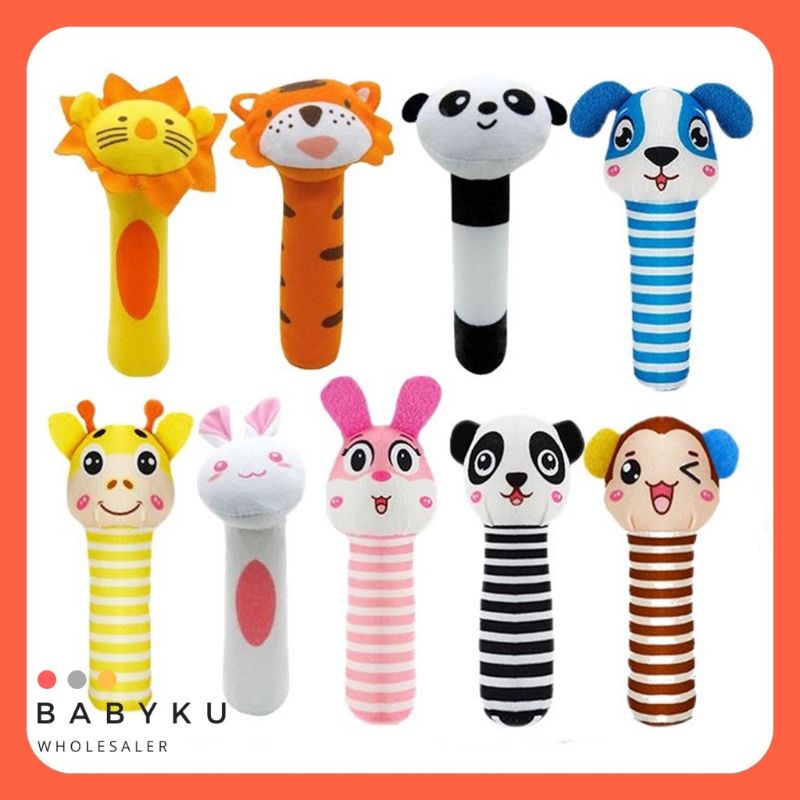 Rattle stick animal / mainan boneka bunyi / mainan edukasi bayi