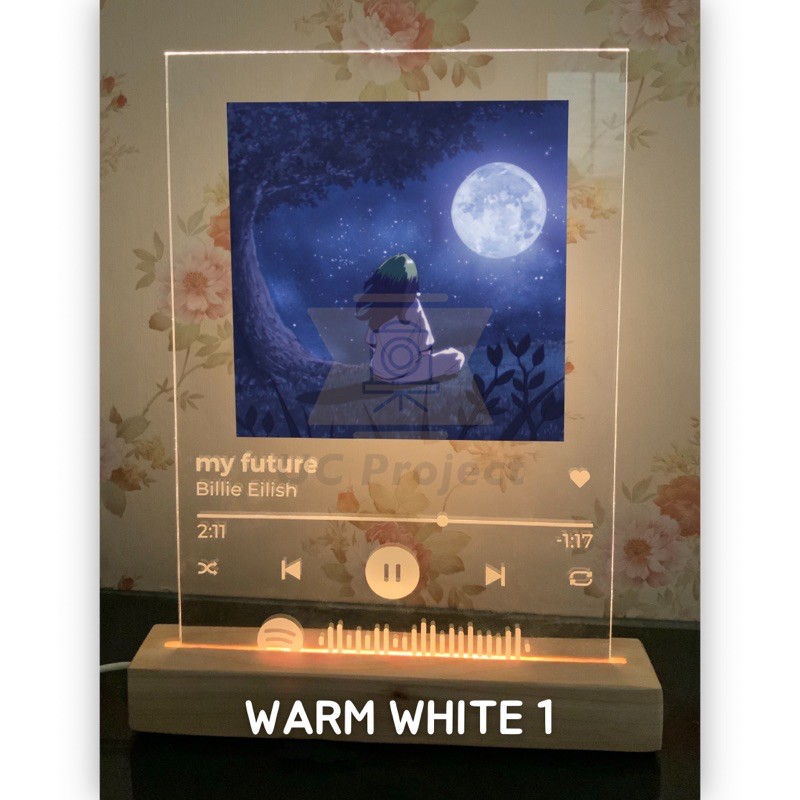 Acrylic Wood Stand Berlampu | LED Wood Stand | Stand Kayu LED