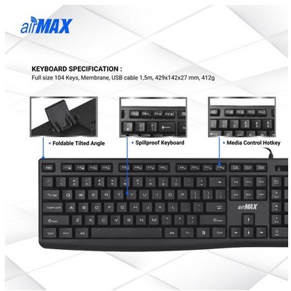 ITSTORE airMAX MK-1000M Multimedia Keyboard + Mouse Combo MK 1000M MK1000M USB