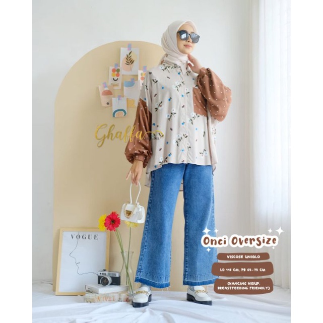 Onci oversize blouse motif modern bahan viscose by ghaffa label