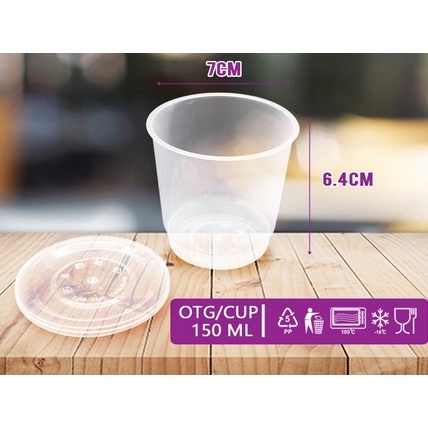 Thinwall 150 ml BULAT CUP + Tutup - Gelas Merpati Wadah Plastik Tebal Puding ECERAN
