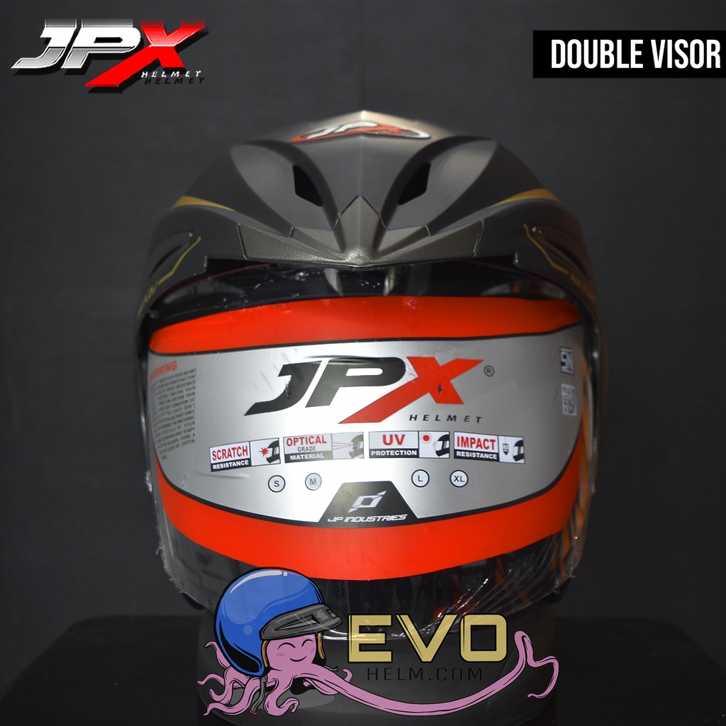 HELM JPX SUPREME SOLID DOUBEL VISOR ORIGINAL 100% SNI, HELM HALF FACE PRIA WANITA DEWASA, JPX HELMET