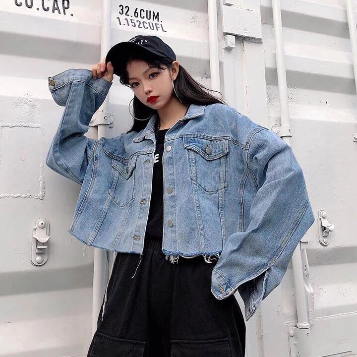 jaket jeans crop oversize