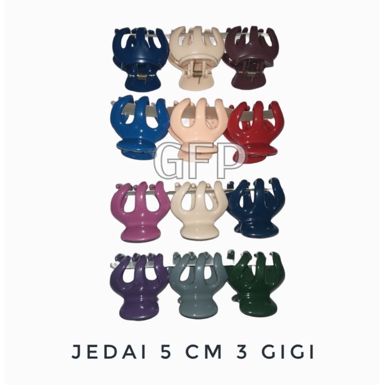 Jedai 5 CM Warna Cantik - Jepit Korea 3 Gigi 5 Gigi Besar Model Cakar - Ikat Rambut Besar