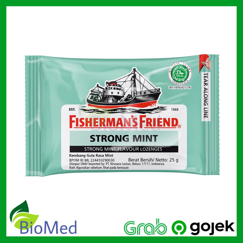 FISHERMAN'S FRIEND Strong Mint - Permen Pelega Tenggorokan Batuk Hijau