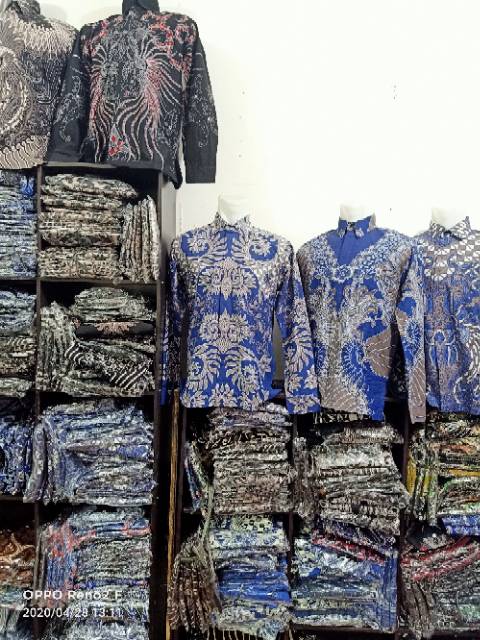 GARDHA NAVY Kemeja Batik Pria Lengan Pendek Katun Halus FULL FURING Batik Anjani