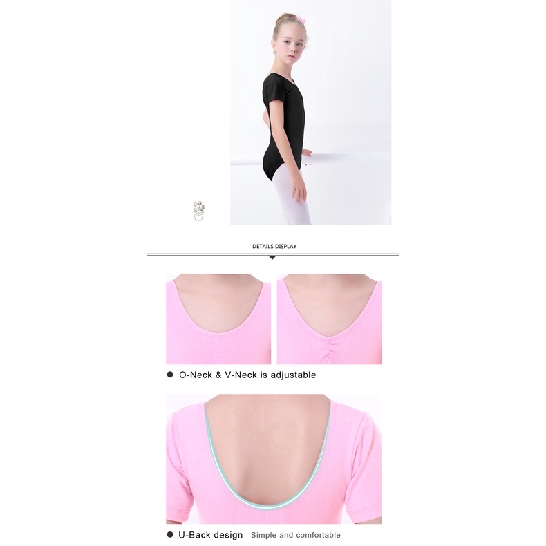 LEOTARD ANAK COTTON SPANDEX KATUN SPANDEKS PINK UNTUK BALET GYM SENAM BAJU ATASAN BALLET