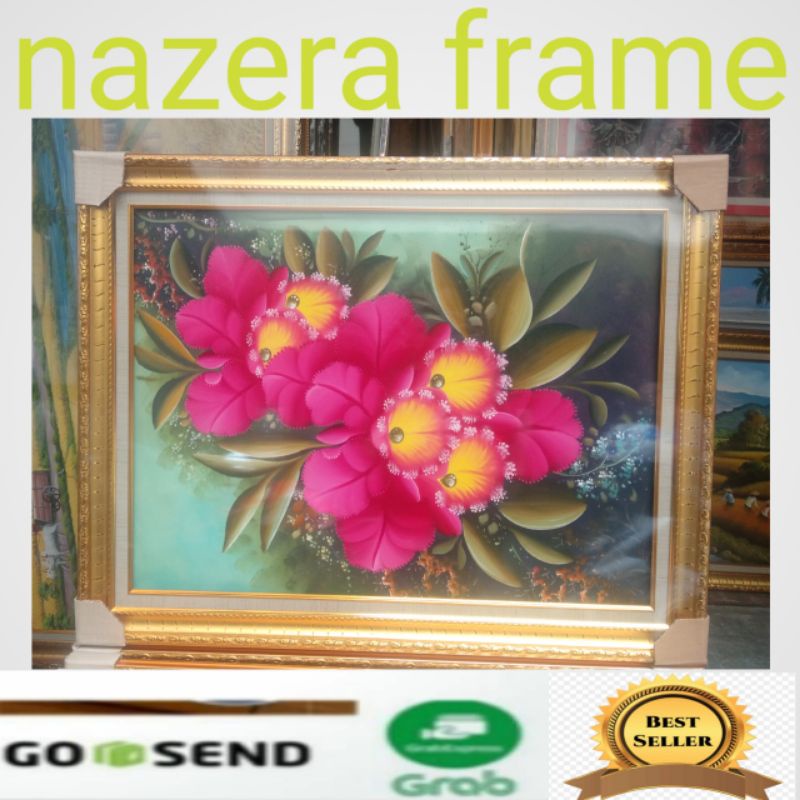 

lukisan gambar bunga anggrek cat minyak bahan kanvas UK 60x80