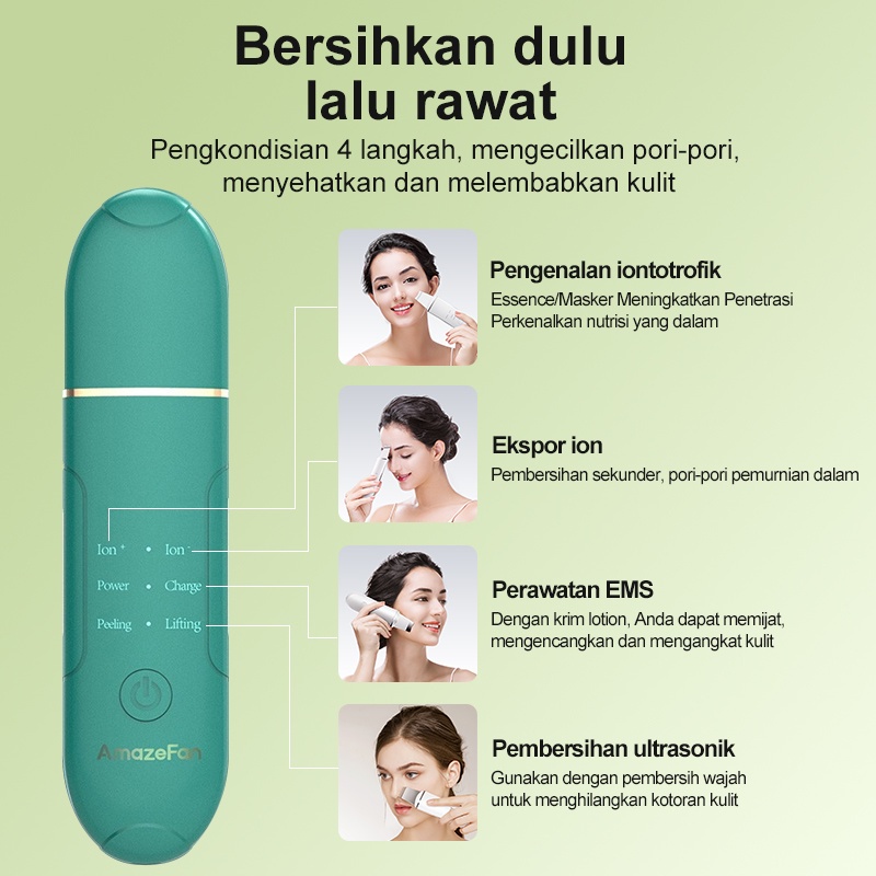 AmazeFan alat pembersih komedo elektrik wajah alat penyedot hidung blackhead remover USG komedo pengangkat jerawat pembersih