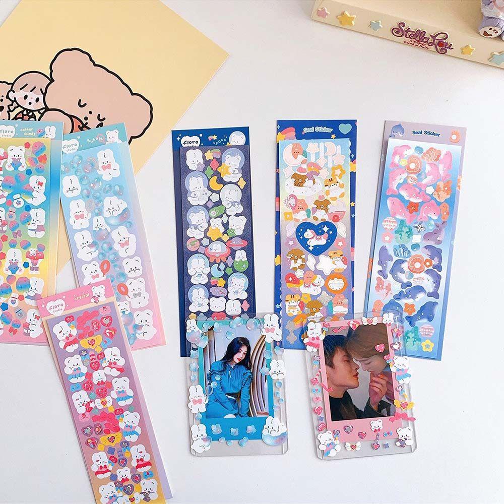 Lanfy Stiker Hias Hadiah Untuk Anak-Anak Kartun Ins Style Decal Art Hand Akun DIY Scrapbooking Kolase Bahan Kertas Dekorasi Label Hewan