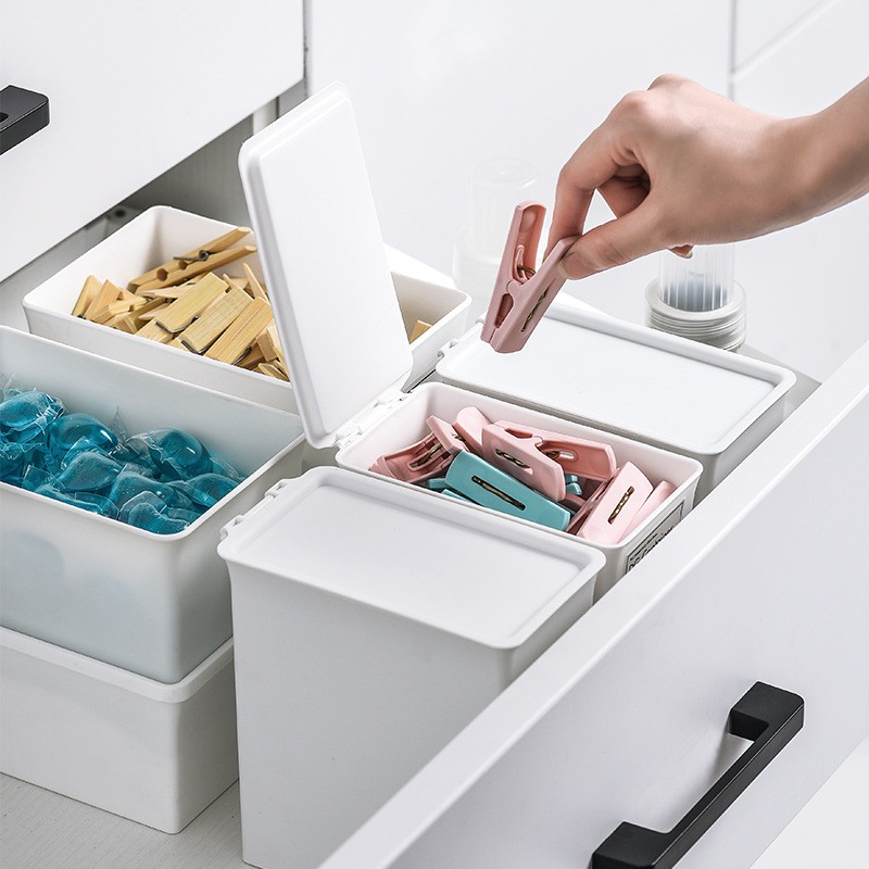Kotak Penyimpanan Detergen/Tempat Detergen Bubuk/Kontainer Kotak/Kontainer Kotak Simpan Dengan Tutup