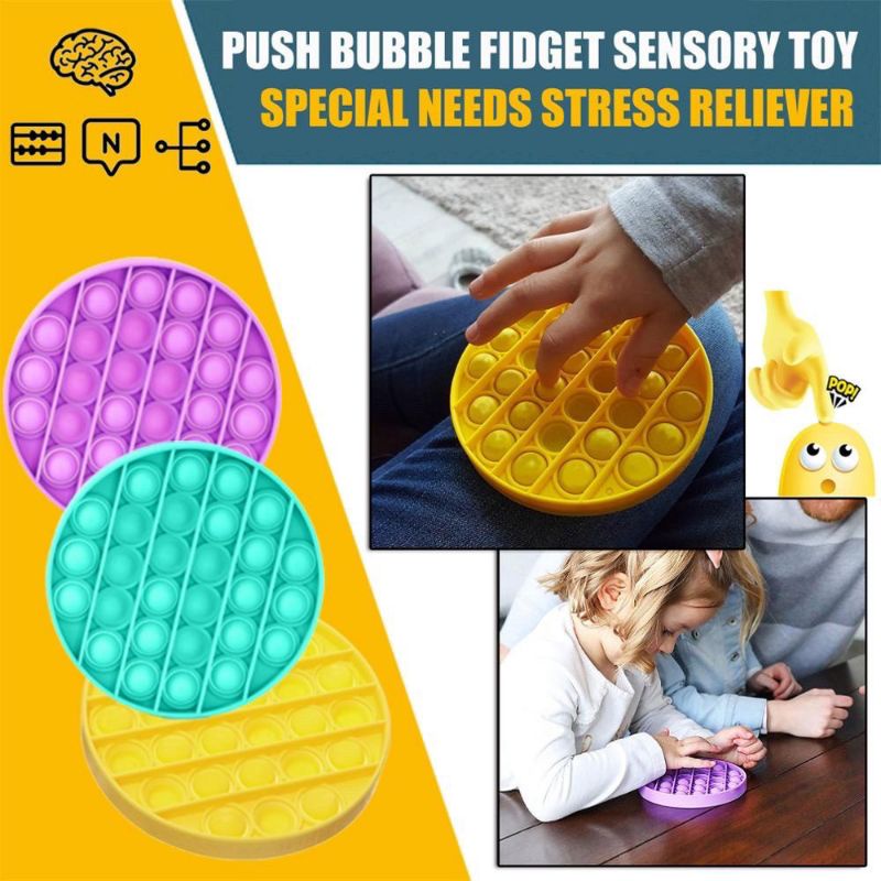 New fidget push Pop Its Round Toy Push bubble stress kids pop it murah popit mainan anak rainbow-5