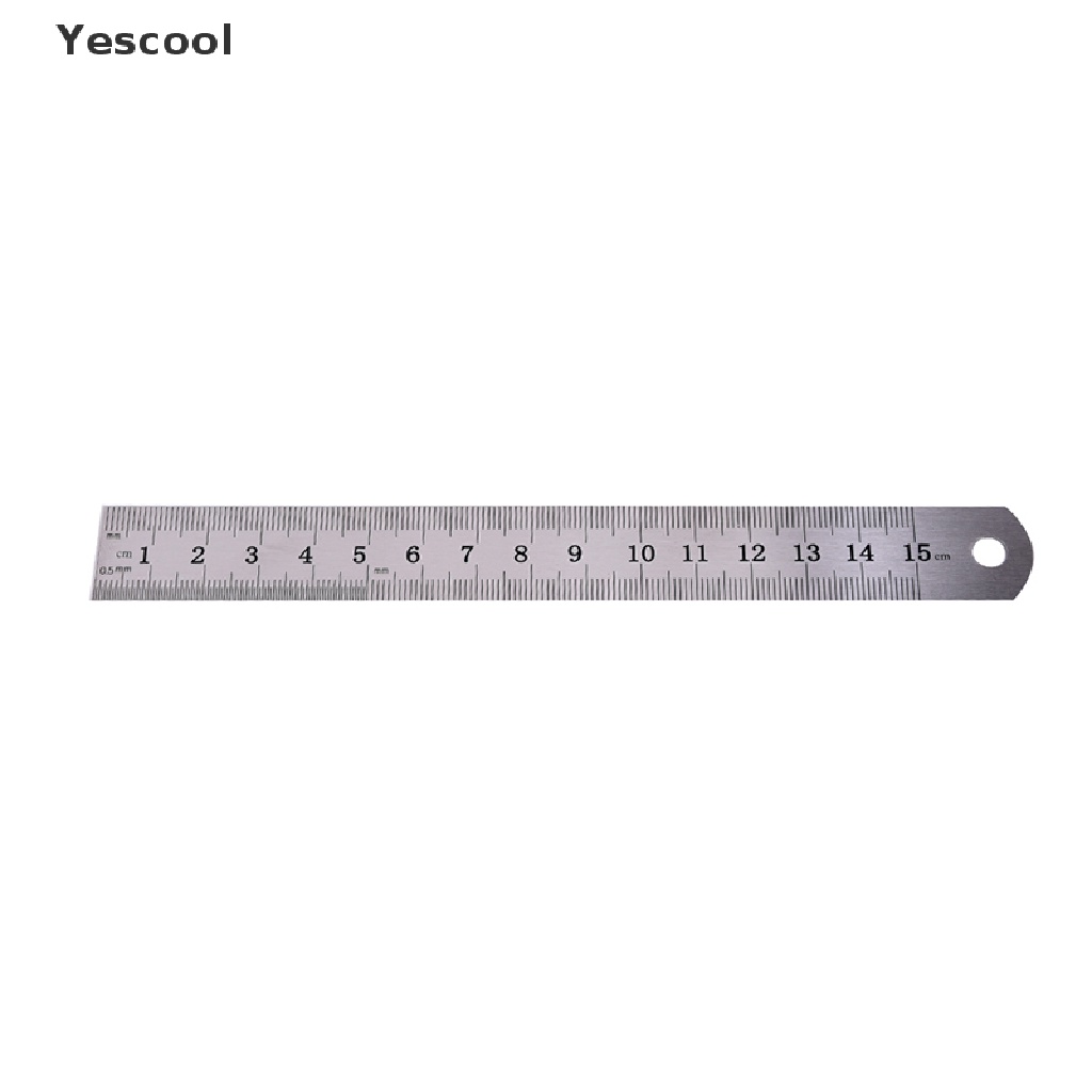 Yescool 1PC Penggaris Metrik Presisi Dua Sisi 15cm Bahan Metal