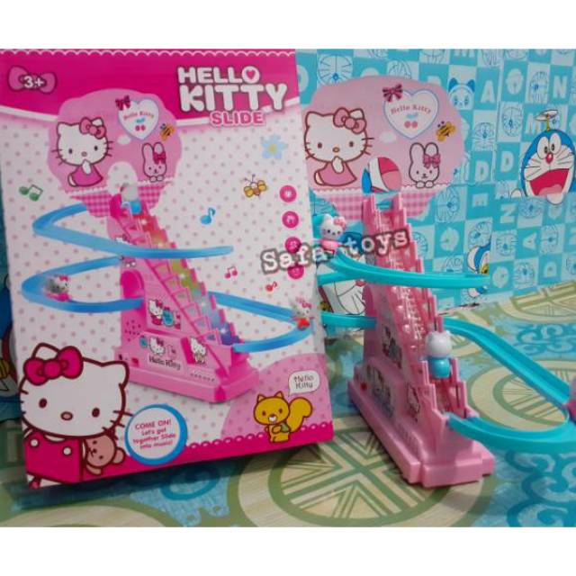 Mainan Anak Anak Hello kitty Tangga Slide music and Light free baterai